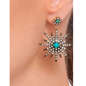 Plated Turquoise  & Swarovski Crystal